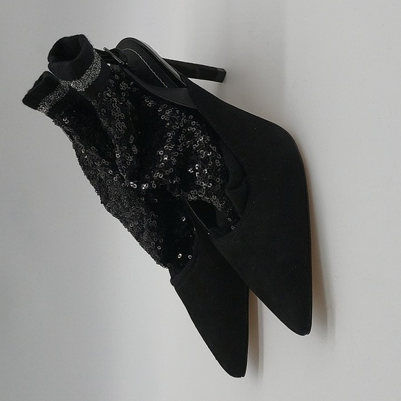 Zara Black Sequin Heeled Boots - Picture 3 of 10